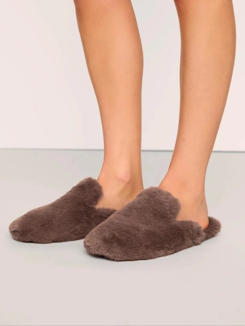 Eberjey Plush Mule Slippers Deep Taupe